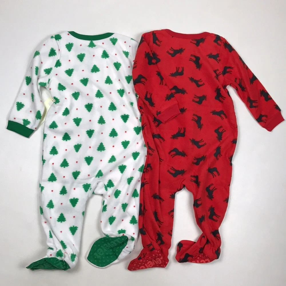 BUNDLE of 2 Leveret Baby Pajamas Zip Up Bodysuits NWT